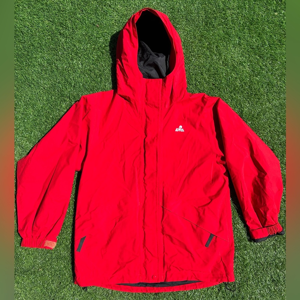90’s EMS Red Gore-Tex Hooded Jacket Zipper / Velcro WOMENS MED